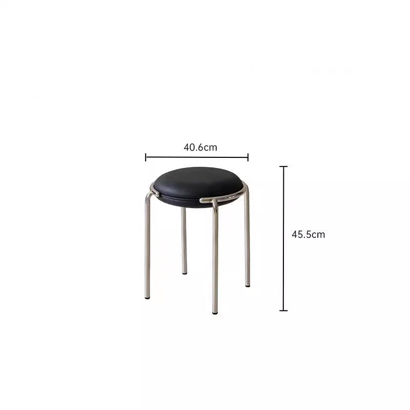 MOMO Stainless Steel Soft Stool | Stackable Round Padded Seat | Modern Minimalist - alternate view 7
