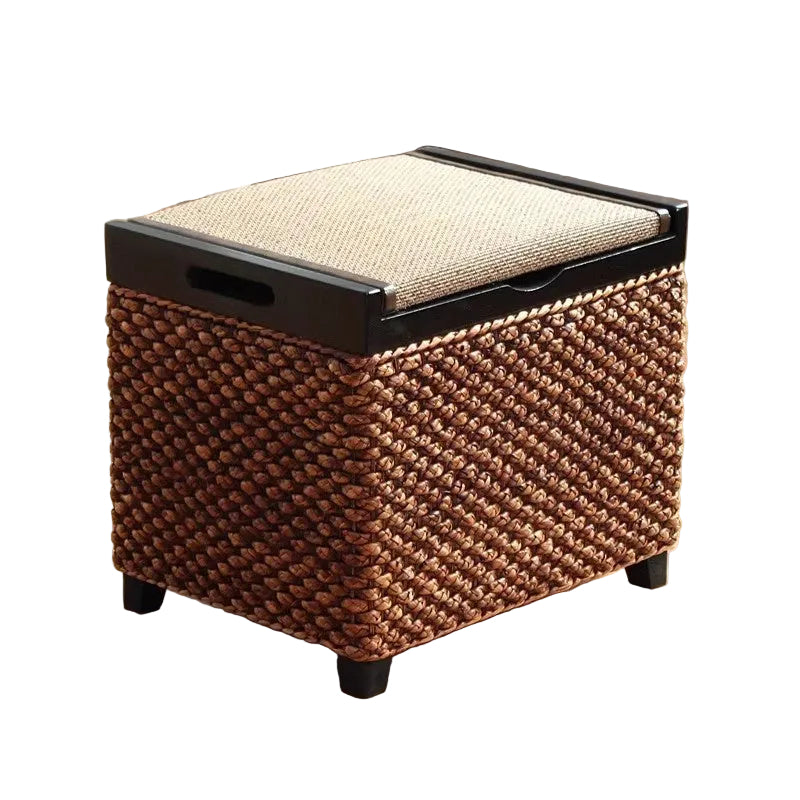 MOMO Rattan Storage Stool | Woven Rattan Ottoman with Hidden Storage - alternate view 7
