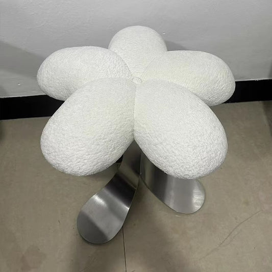MOMO Flower-Petal Dresser Stool | Plush Velvet Bloom Seat with Stainless Steel X-Base - alternate view 3