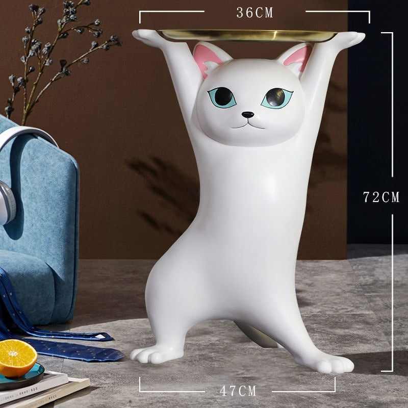 MOMO Cat Coffee Table with Tray | Sculptural Resin Cat Side Table | 2 Sizes - alternate view 9