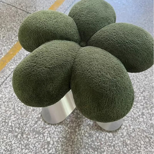 MOMO Flower-Petal Dresser Stool | Plush Velvet Bloom Seat with Stainless Steel X-Base - alternate view 4