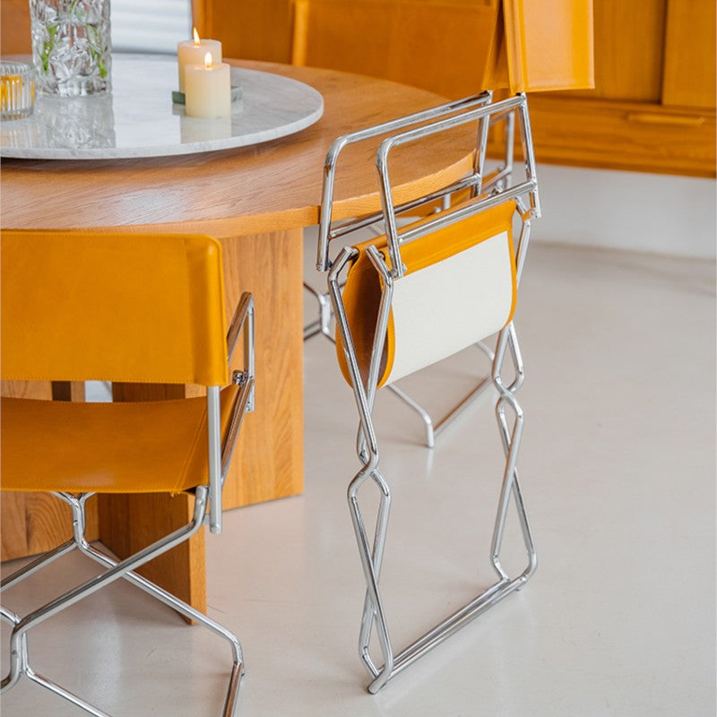 MOMO Foldable Director Chair | Oil-Wax Fabric & Chrome Steel with Cup Holder - alternate view 5