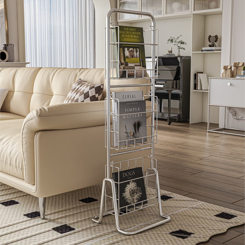 MOMO Iron Bookshelf | 3-Tier Wire Magazine Rack | Slim Floor Standing Book & Display Stand - alternate view 3