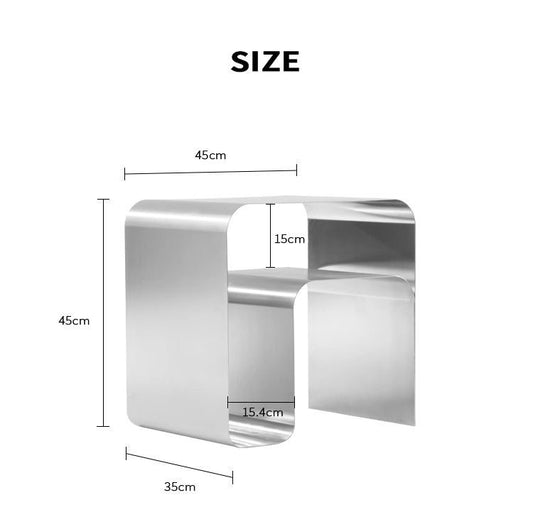 MOMO One-Piece Stainless Steel Bedside Table | Bauhaus U-Form with Open Shelf - alternate view 6