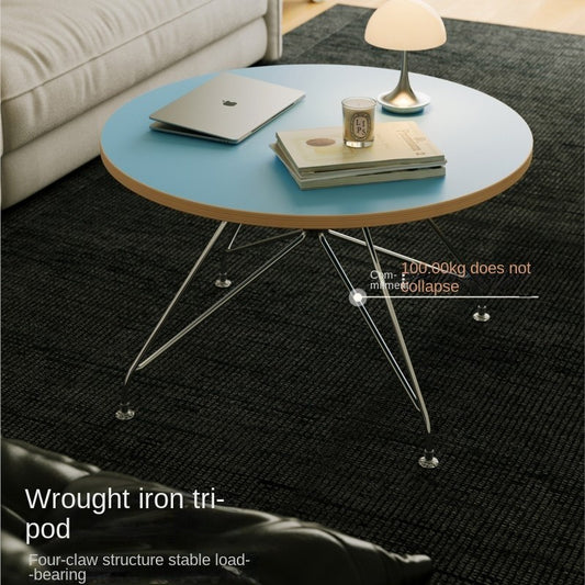 MOMO Bauhaus Round Coffee Table | Colorblock Plywood Top with Chrome Spider-Leg Base - alternate view 4
