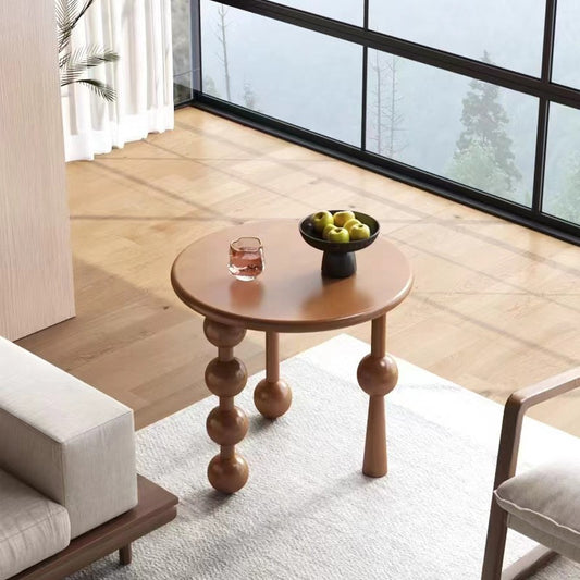 MOMO Ball Leg Side Table | Solid Wood Bauhaus Round End Table