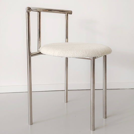 MOMO Stainless Steel Dining Chair | Round Cushion Seat | Mirror Chrome Vanity & Accent Chair - alternate view 4