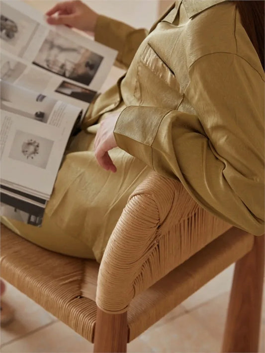 MOMO Woven Dining Chair | Handcrafted Paper Rope & Solid Wood Arch-Back Chair - alternate view 5