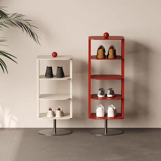 MOMO Italian Rotating Shoe Rack | 4-Tier Iron Mesh Tower with Round Base & Ball Finial - alternate view 3
