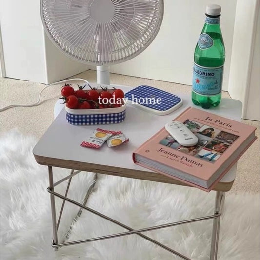 MOMO Wire-Base Side Table | Eames-Inspired Plywood Top with Chrome Cross-Wire Frame - alternate view 4