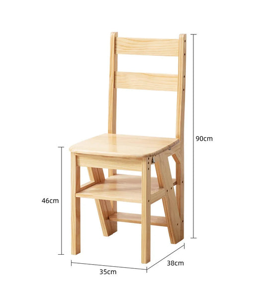 MOMO Solid Wood Ladder Chair | Folding 2-in-1 Step Stool & Dining Chair - alternate view 6