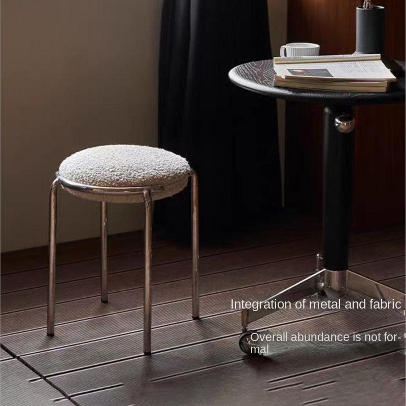MOMO Stainless Steel Soft Stool | Stackable Round Padded Seat | Modern Minimalist - alternate view 3