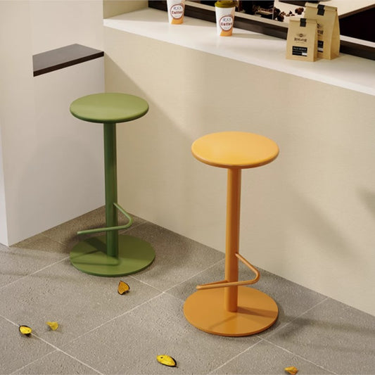 MOMO Colorblock Iron Bar Stool | Round Seat Pedestal Base with Footrest Ring — 65cm & 75cm - alternate view 2