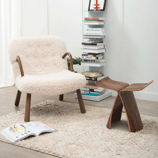 MOMO Wing-Form Bentwood Stool | Ash Wood with Brass & Steel Hardware - alternate view 4