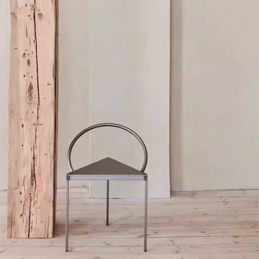 MOMO Iron Dining Chair | Circle Back Geometric Chair | Triangular Seat Accent Dining Chair