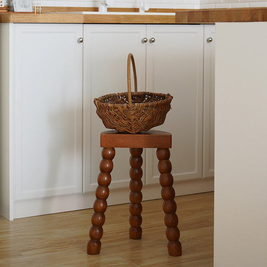 MOMO French Bobbin-Leg Stool | Solid Wood Bead-Turned Tripod Accent Stool & Side Table - alternate view 4