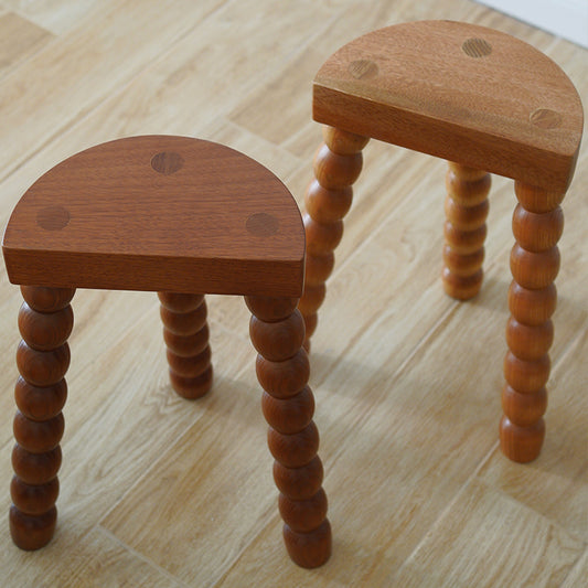 MOMO French Bobbin-Leg Stool | Solid Wood Bead-Turned Tripod Accent Stool & Side Table - alternate view 3