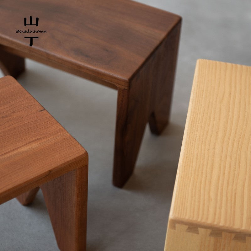 MOMO Solid Wood Swallowtail Stool | Dovetail Joint Low Bench | Handcrafted Shoe-Changing Stool - alternate view 4