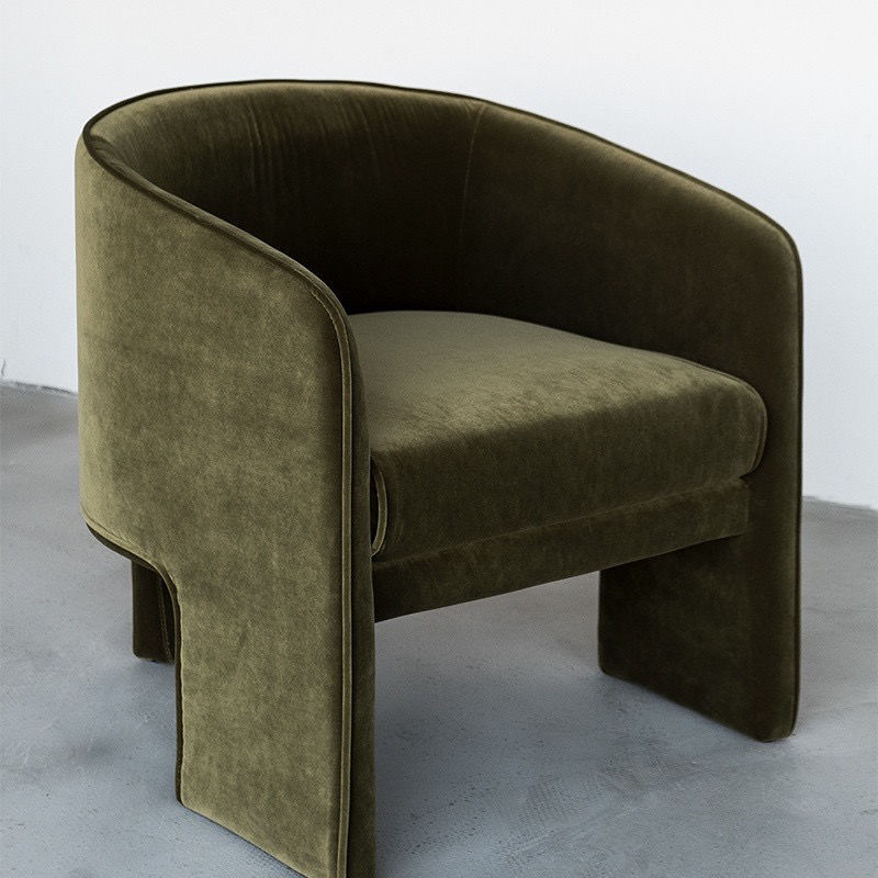 MOMO Scandinavian Sofa Chair | Barrel Tub Chair | Velvet Upholstered Lounge Armchair - alternate view 4
