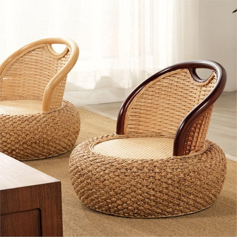 MOMO Rattan Round Stool | Japanese Woven Rattan Floor Seat | With or Without Legs