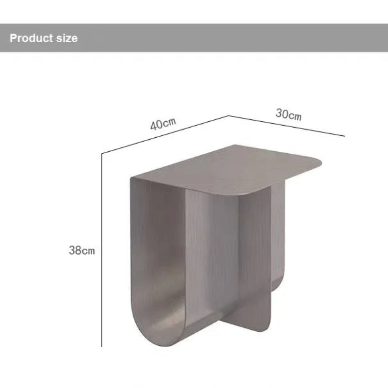 MOMO Stainless Steel Side Table | Sculptural U-Base Sofa End Table - alternate view 6