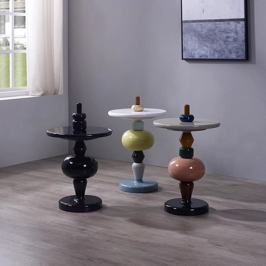 MOMO Danish Tea Table | Turned Column Sculptural Side Table | Round Top Accent Table - alternate view 3