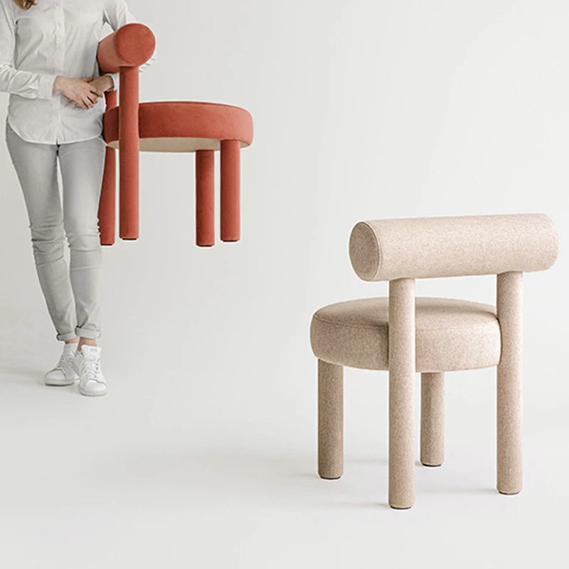MOMO Nordic Designer Dining Chair | Round Upholstered Seat | Metal Frame