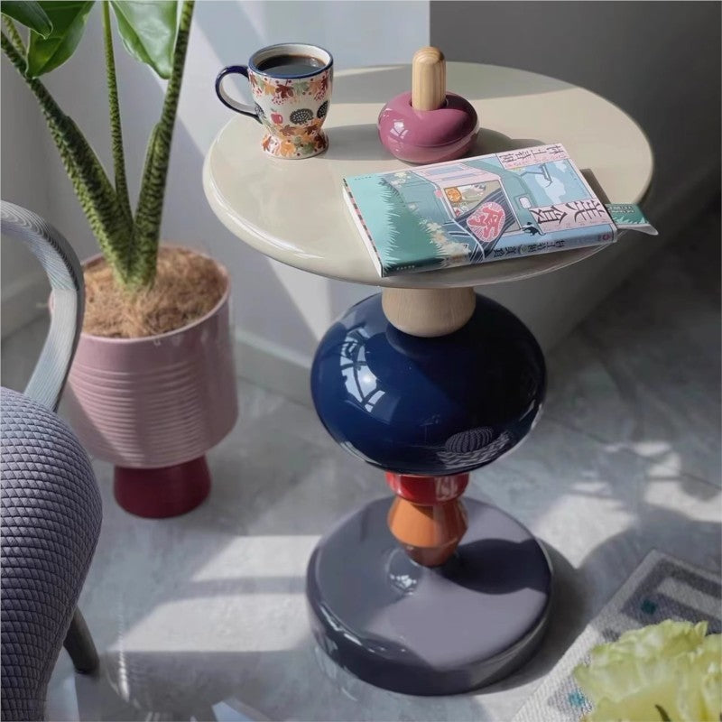 MOMO Danish Tea Table | Turned Column Sculptural Side Table | Round Top Accent Table - alternate view 6