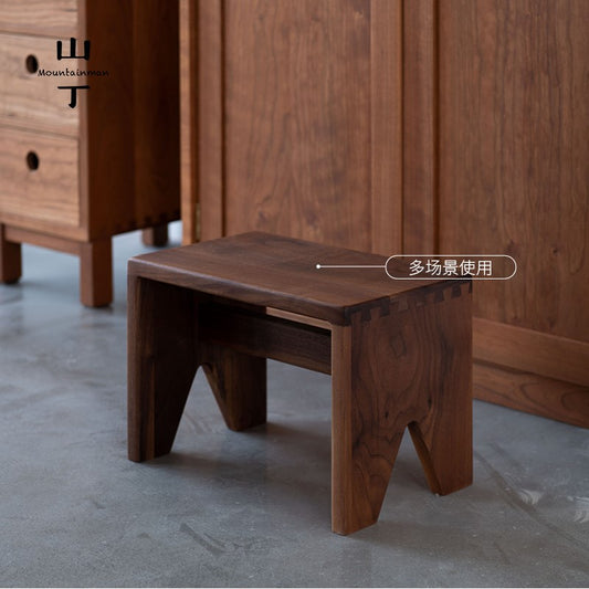MOMO Solid Wood Swallowtail Stool | Dovetail Joint Low Bench | Handcrafted Shoe-Changing Stool - alternate view 5