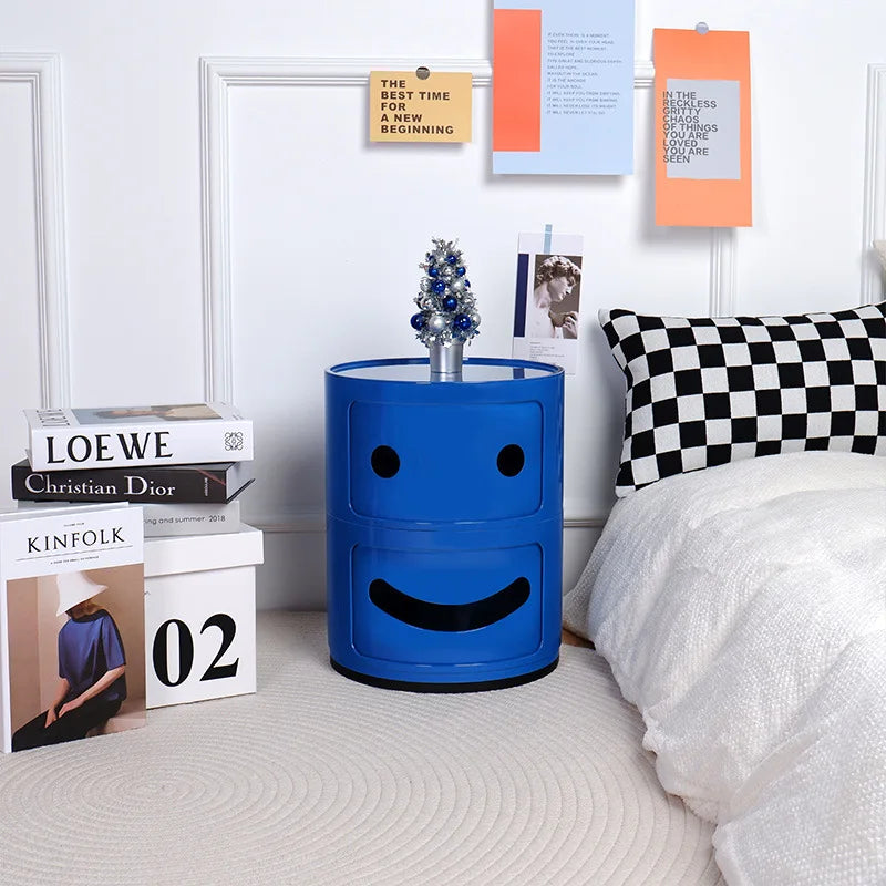 MOMO Smiley Face Storage Cabinet | Round Plastic Bedside Table for Kids | Children's Bedroom Organizer - alternate view 6