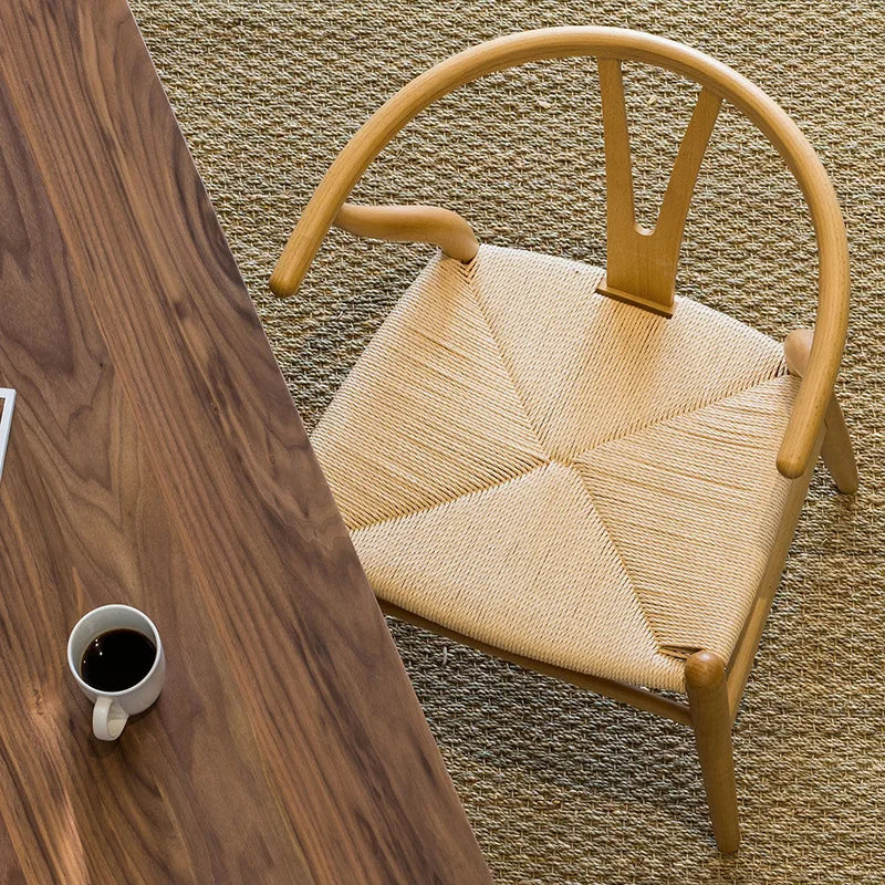 MOMO Solid Wood Rattan Y Chair | Wishbone Dining Chair | Handwoven Seat - alternate view 3