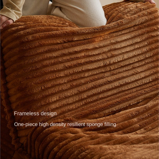 MOMO Caterpillar Sofa | Corduroy Floor Lounge Chair with Ottoman | Lazy Sofa Bed - alternate view 3