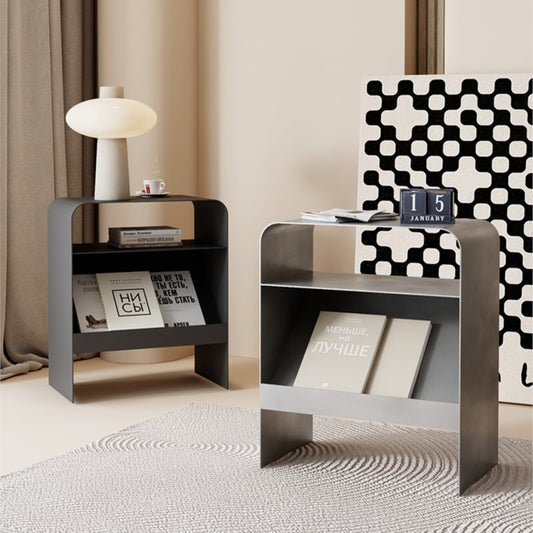 MOMO Arch-Form Iron Side Table | U-Shape Rounded Corner End Table with Open Storage Shelf - alternate view 5