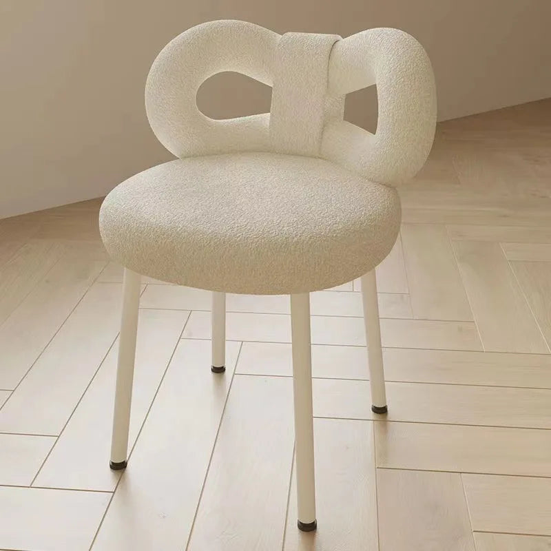 MOMO Bowknot Makeup Chair | Upholstered Vanity Chair with Sculptural Backrest