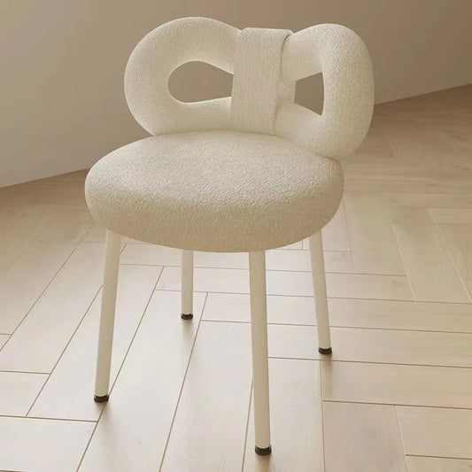 MOMO Bowknot Makeup Chair | Upholstered Vanity Chair with Sculptural Backrest