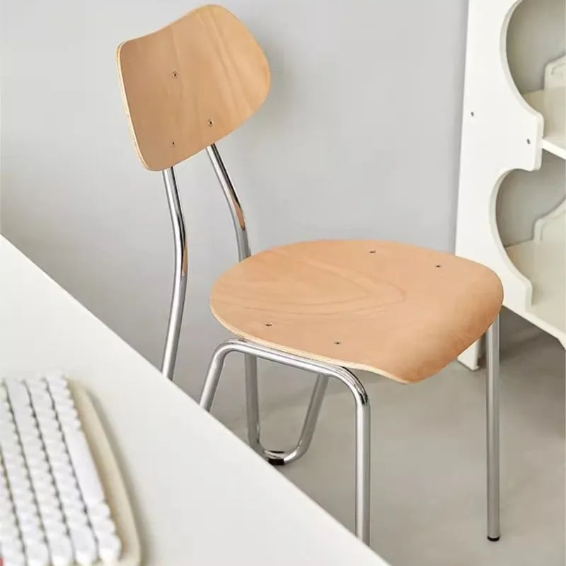 MOMO Retro Dining Chair | Chrome Tube & Molded Wood Seat | Café & Restaurant Accent Chair - alternate view 3