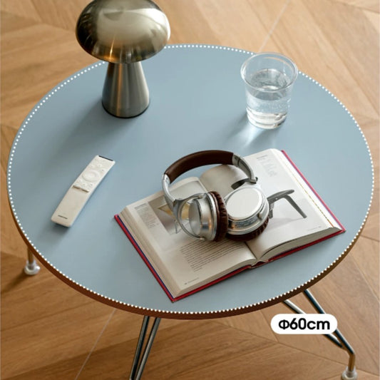 MOMO Bauhaus Round Coffee Table | Colorblock Plywood Top with Chrome Spider-Leg Base - alternate view 6