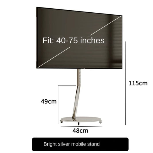 MOMO Mobile Television Stands | Mirror-Polish Stainless Steel Single-Column with Round Base & Wheels - alternate view 2
