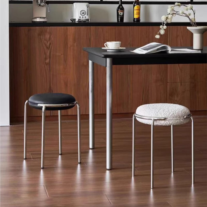 MOMO Stainless Steel Soft Stool | Stackable Round Padded Seat | Modern Minimalist - alternate view 5
