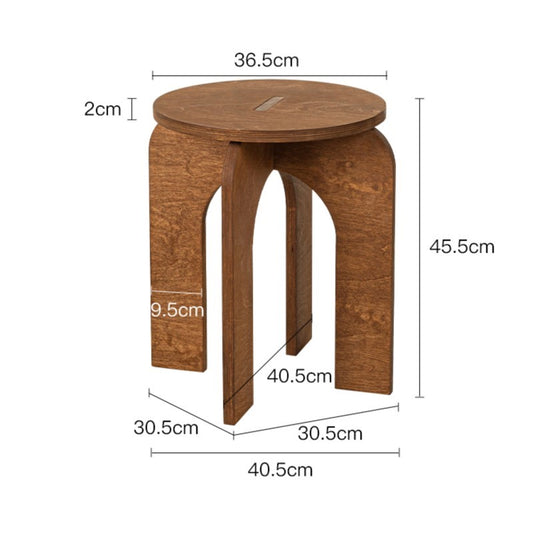 MOMO Vintage Arch-Leg Round Stool | Solid Wood Low Stool for Entryway, Living Room & Bedroom - alternate view 2