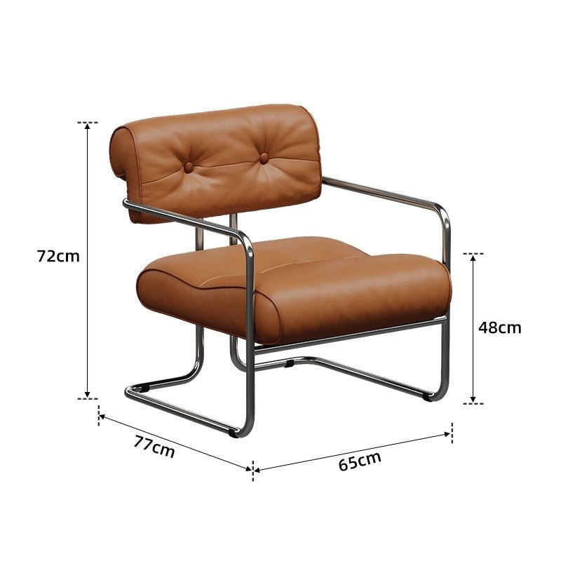 MOMO Antique Sofa Chair | Chrome Cantilever Armchair | Tufted Leather Lounge Chair - alternate view 9