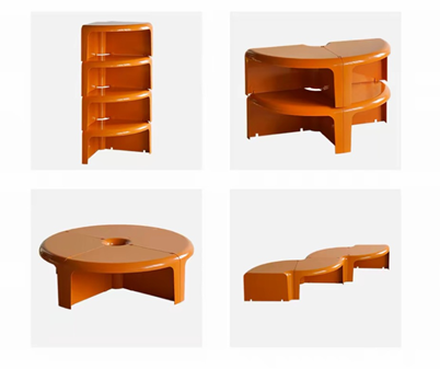 MOMO Splicing Combination Coffee Table | 100cm Round Resin Low Table | Modular Petal Design - alternate view 10