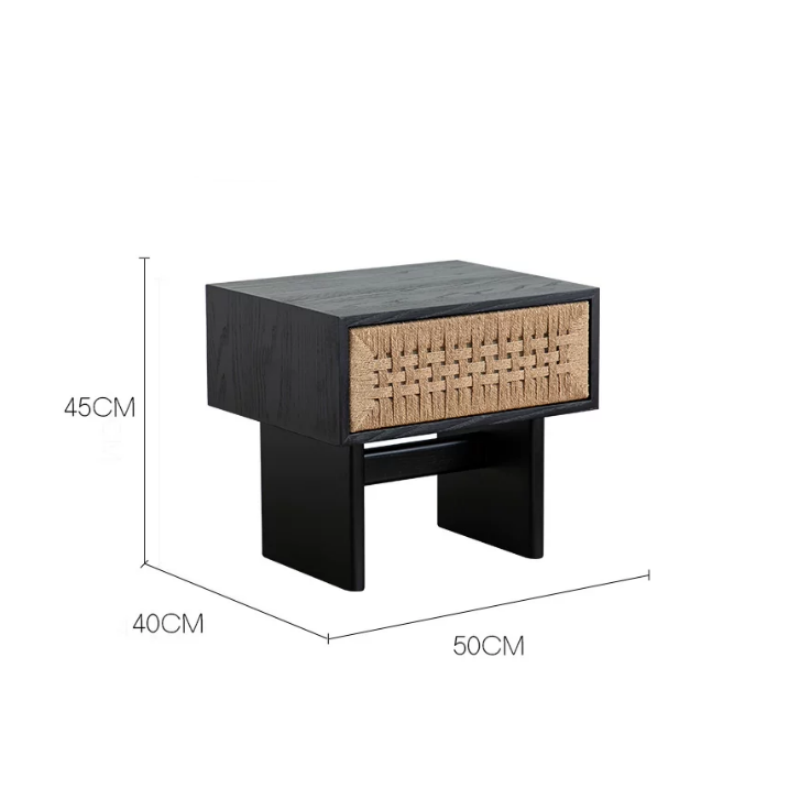 Handwoven Rattan Bedside Storage Cabinet