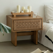 Handwoven Rattan Bedside Storage Cabinet