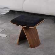 French Mid-Century Solid Wood Upholstered Butterfly Stool