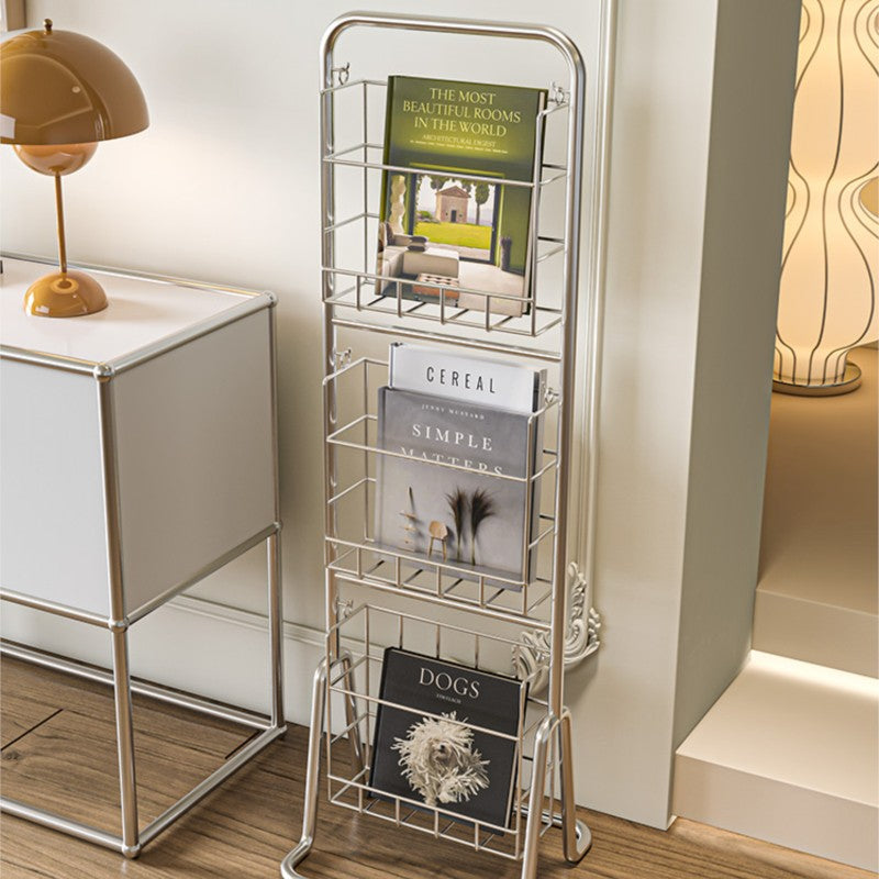 MOMO Iron Bookshelf | 3-Tier Wire Magazine Rack | Slim Floor Standing Book & Display Stand - alternate view 7