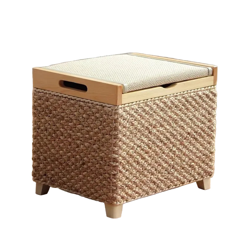MOMO Rattan Storage Stool | Woven Rattan Ottoman with Hidden Storage - alternate view 5