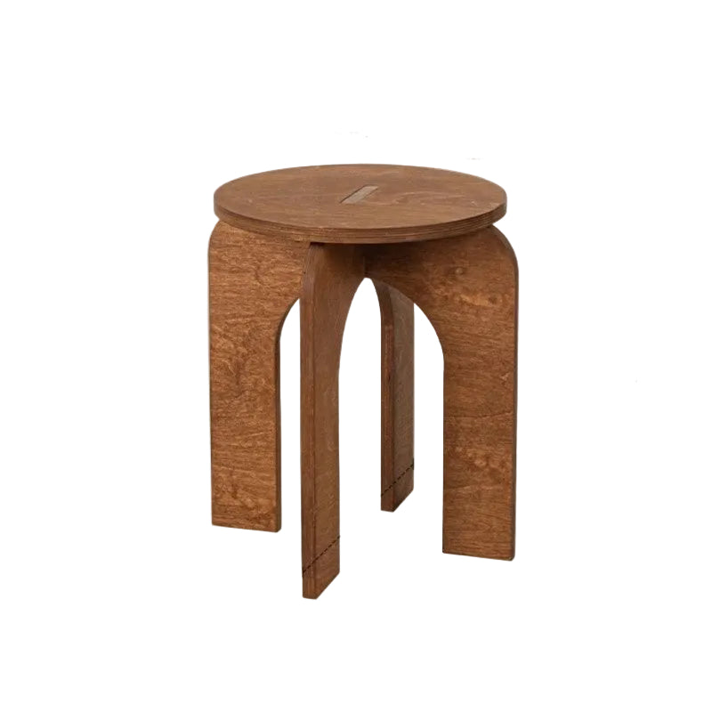 MOMO Vintage Arch-Leg Round Stool | Solid Wood Low Stool for Entryway, Living Room & Bedroom - alternate view 7