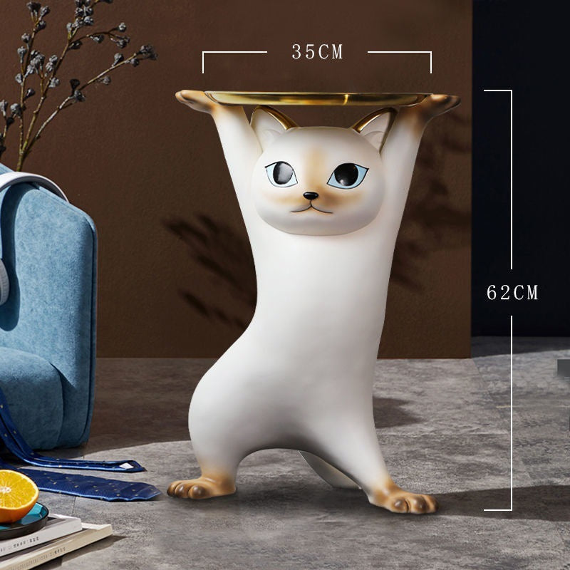 MOMO Cat Coffee Table with Tray | Sculptural Resin Cat Side Table | 2 Sizes - alternate view 6