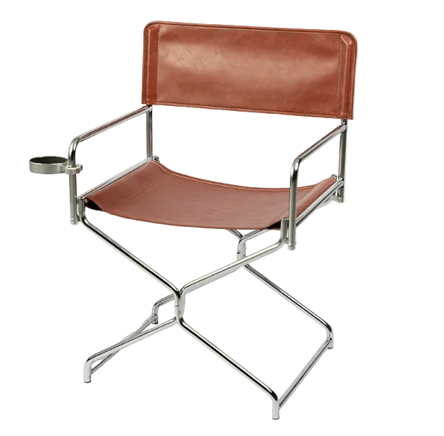 MOMO Foldable Director Chair | Oil-Wax Fabric & Chrome Steel with Cup Holder - alternate view 14